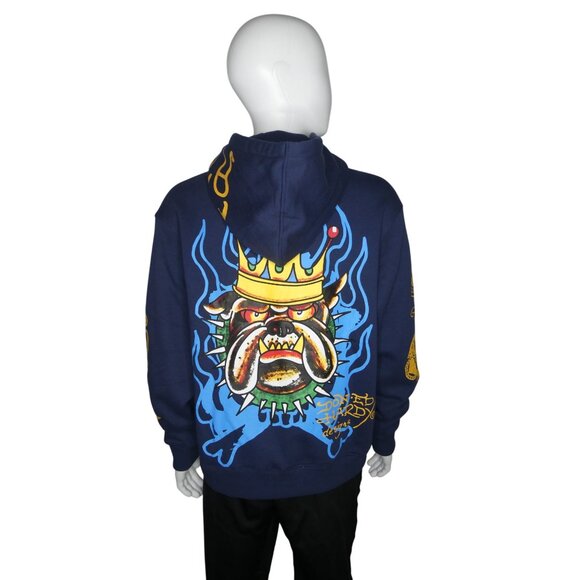 Ed Hardy Men's Panther‎ Bulldog Midnight Blue Hoodie Sizes L & XL - Picture 8 of 16